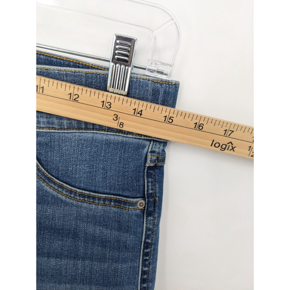 Spanx Jeans Womens Medium Blue Seamed Front Wide Leg Denim Stretch Pants Comfort - Picture 10 of 12